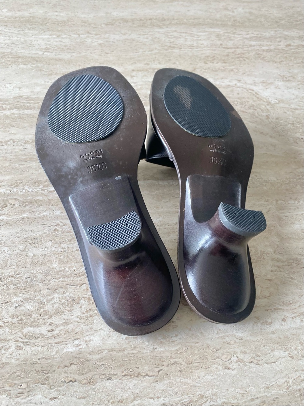 Vintage Gucci Logo Mule Sandal Heels - Picture 8 of 9